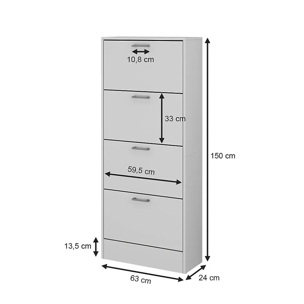 Vicco Meuble à chaussure Blanc 63x150cm