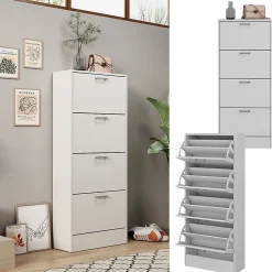 Vicco Meuble à chaussure Blanc 63x150cm