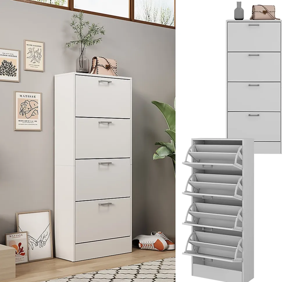 Vicco Meuble à chaussure Blanc 63x150cm