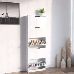 Vicco Meuble à chaussure Blanc 22x169cm 5 compartiments