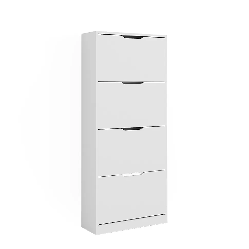 Vicco Meuble à chaussure Blanc 59x137cm avec 4 tiroirs rabattables