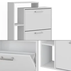 Vicco Meuble à chaussure Blanc 80x128.3cm avec 3 compartiments