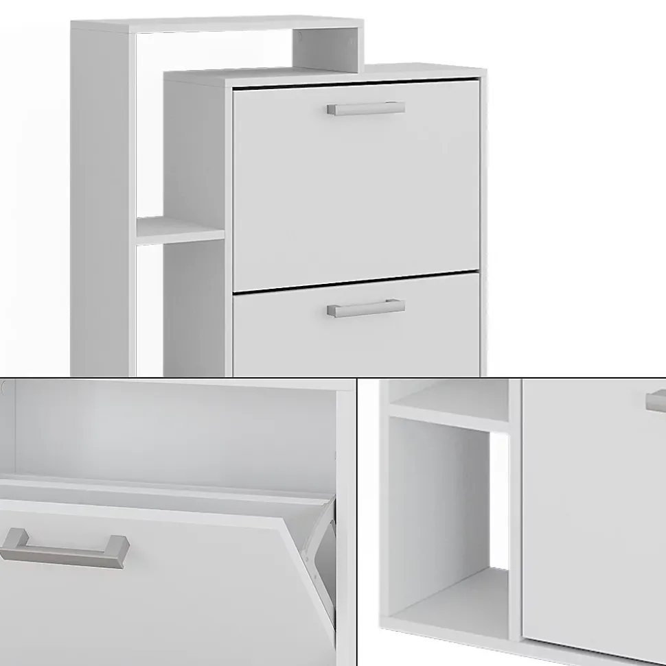 Vicco Meuble à chaussure Blanc 80x128.3cm avec 3 compartiments