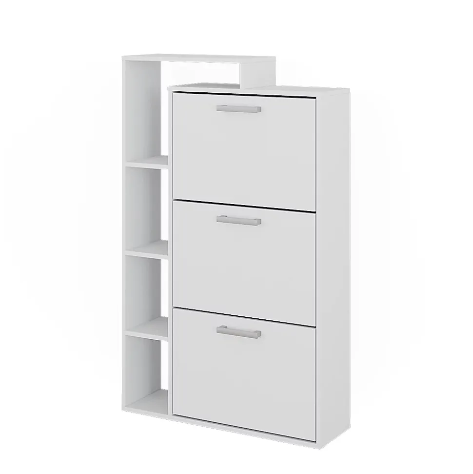 Vicco Meuble à chaussure Blanc 80x128.3cm avec 3 compartiments