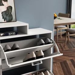 Vicco Meuble à chaussure Blanc 80x90cm