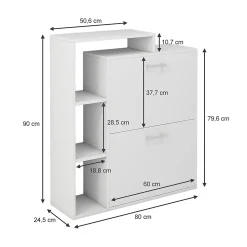 Vicco Meuble à chaussure Blanc 80x90cm