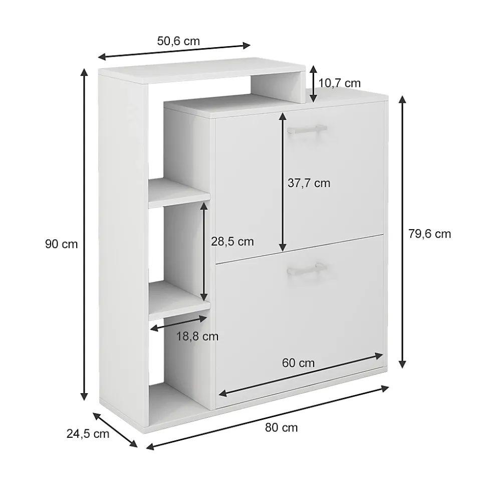 Vicco Meuble à chaussure Blanc 80x90cm