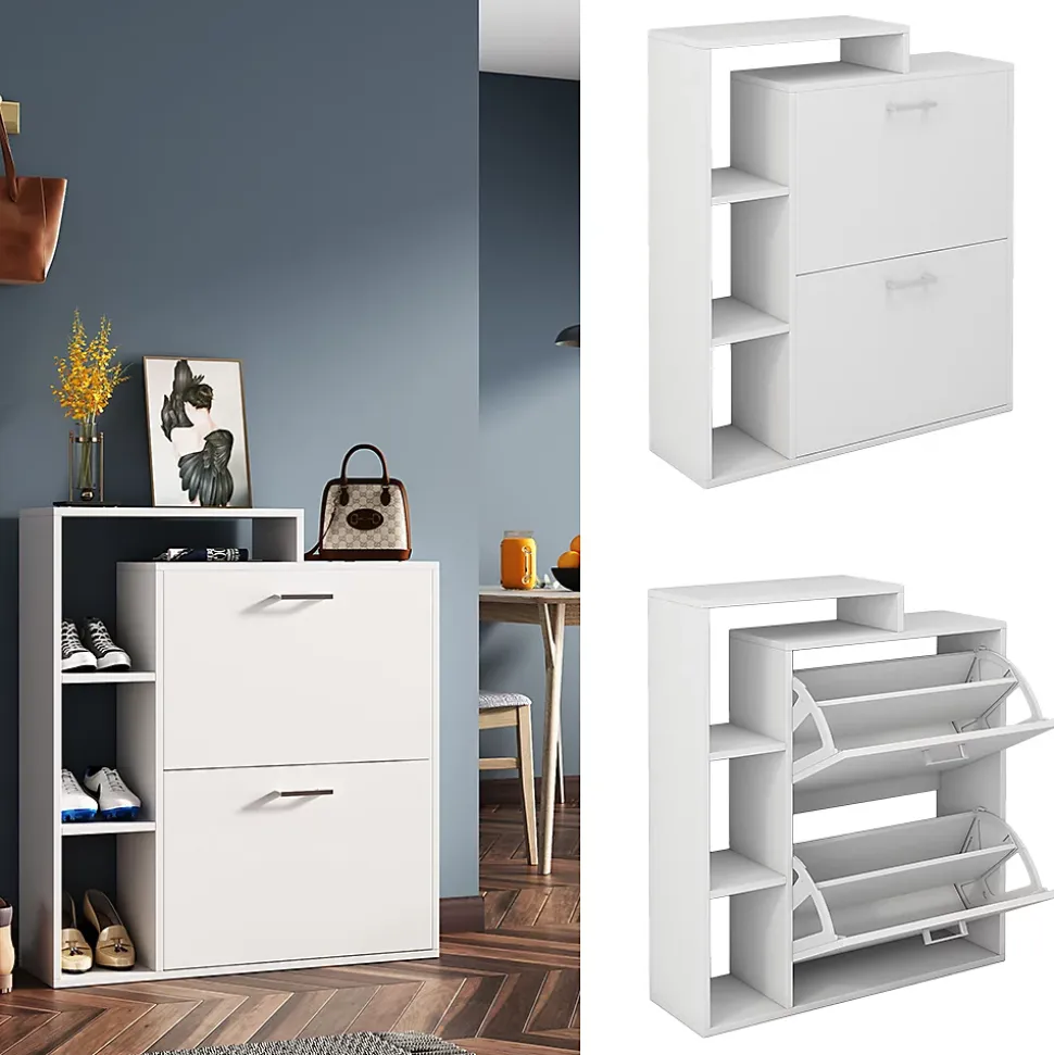 Vicco Meuble à chaussure Blanc 80x90cm