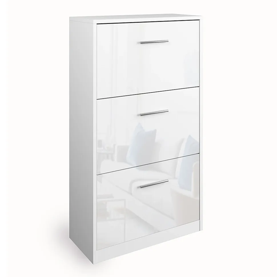Vicco Meuble à chaussure Blanc Haute brillance 59x105cm