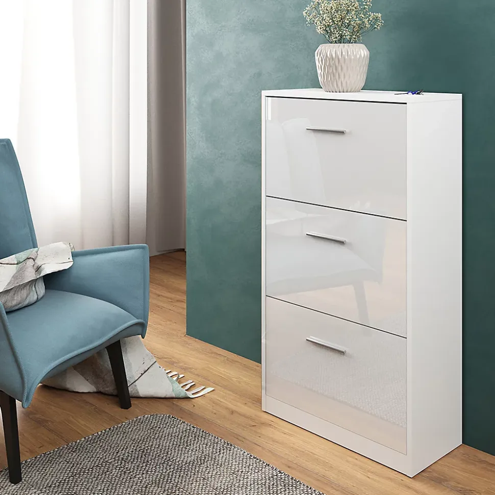 Vicco Meuble à chaussure Blanc Haute brillance 59x105cm