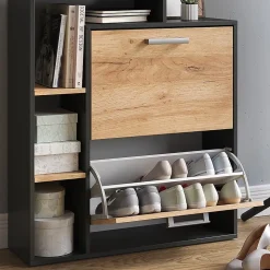 Vicco Meuble à chaussure Chêne de force doré 24.5x90cm 2 compartiments