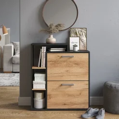 Vicco Meuble à chaussure Chêne de force doré 24.5x90cm 2 compartiments