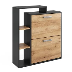 Vicco Meuble à chaussure Chêne de force doré 24.5x90cm 2 compartiments