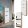 Vicco Meuble à chaussure Sonoma/blanc 59x137cm avec 4 tiroirs rabattables