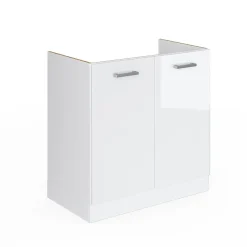 Vicco Meuble bas pour lévier Blanc Haute brillance 80cm avec portes, sans PT