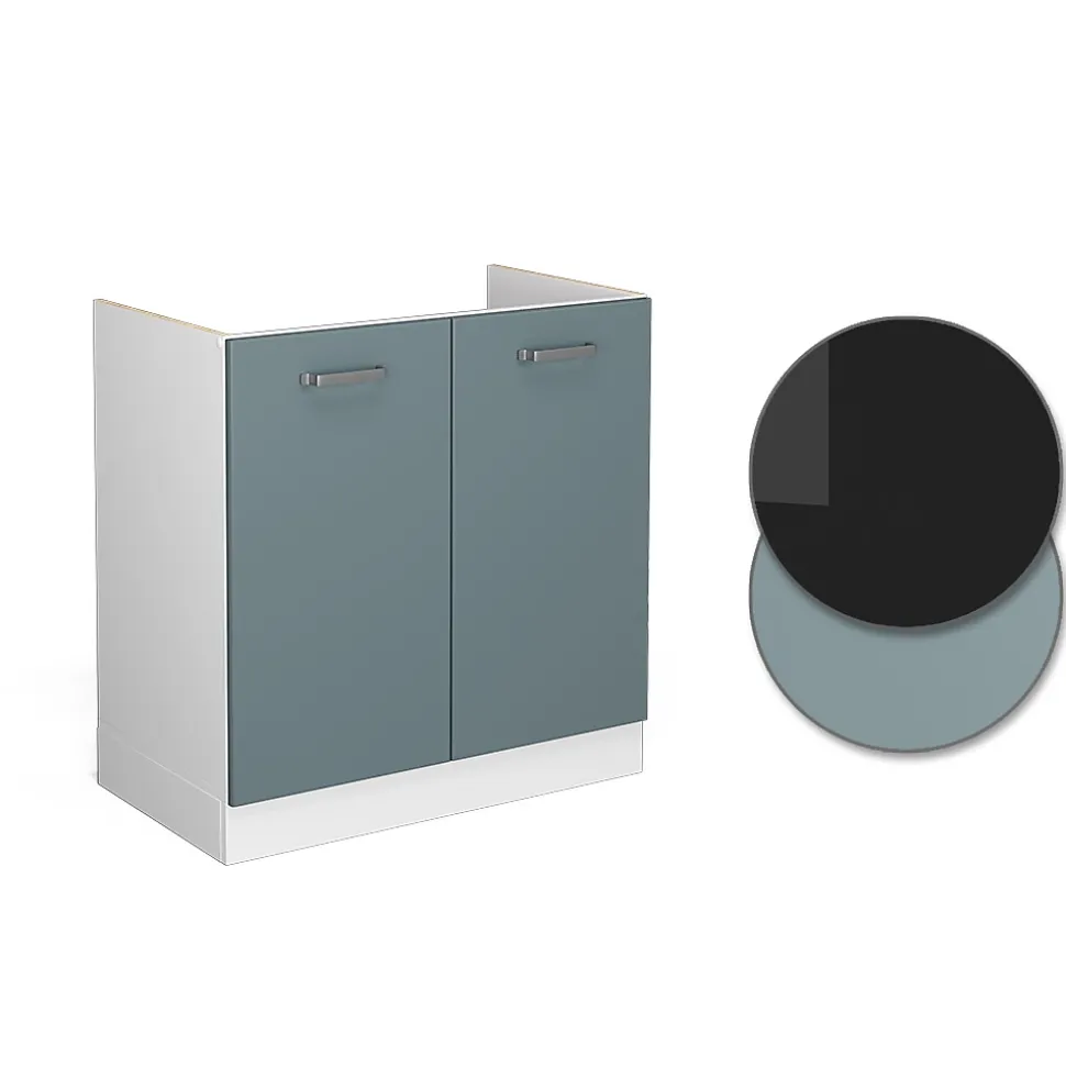 Vicco Meuble bas pour lévier Bleu-gris 80cm avec portes, sans PT