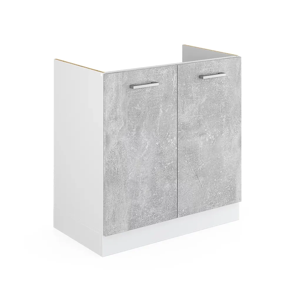 Vicco Meuble bas pour lévier Béton 80cm avec portes, sans PT