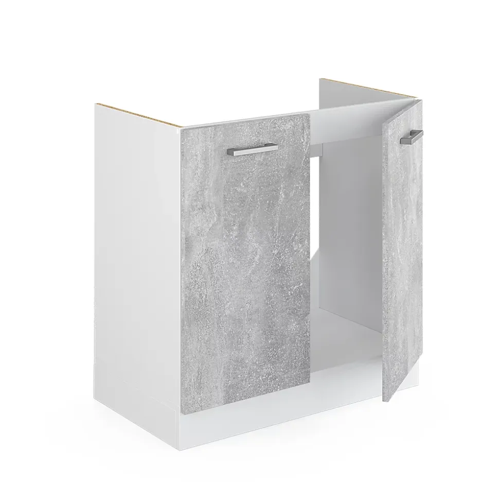 Vicco Meuble bas pour lévier Béton 80cm avec portes, sans PT