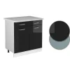 Vicco Meuble bas universel Noir Haute brillance 80cm avec tiroirs et portes, avec PT