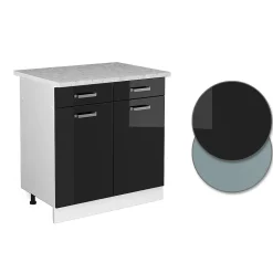 Vicco Meuble bas universel Noir Haute brillance 80cm avec tiroirs et portes, avec PT