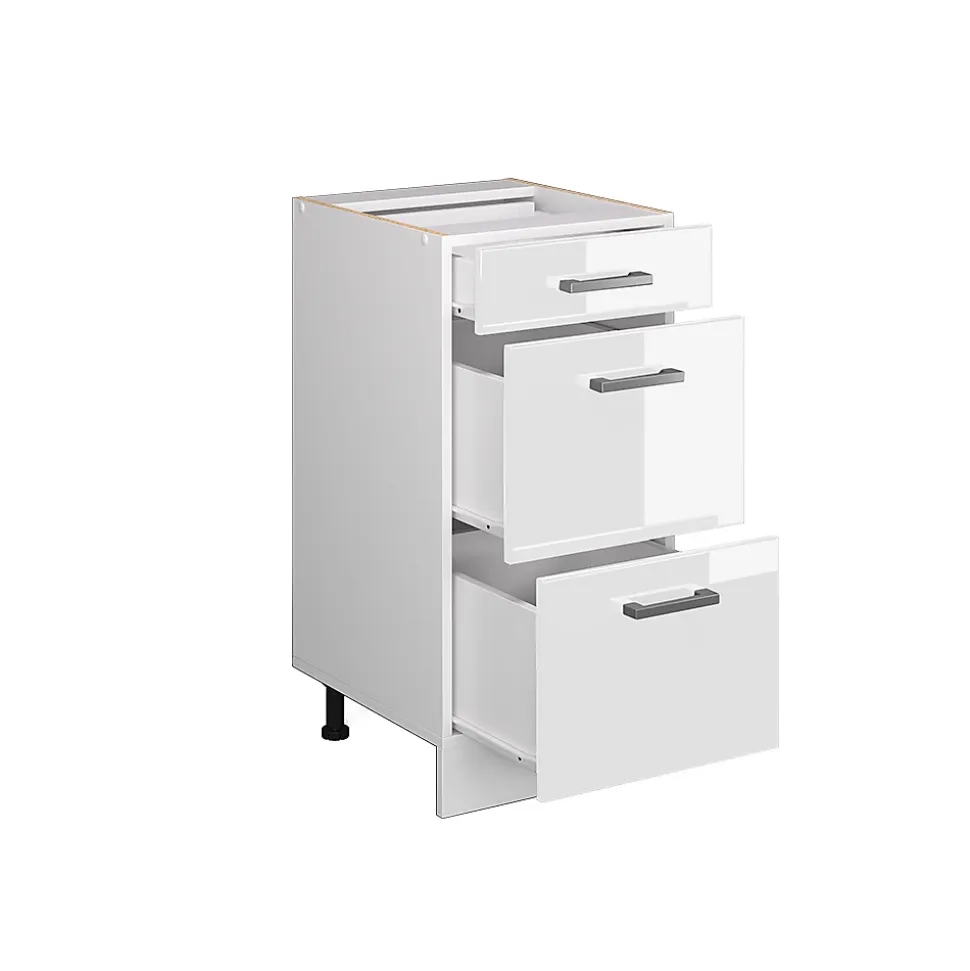 Vicco Meuble bas universel Blanc Haute brillance 40cm avec tiroirs