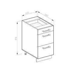 Vicco Meuble bas universel Blanc Haute brillance 40cm avec tiroirs