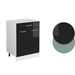 Vicco Meuble bas universel Noir Haute brillance 60cm avec tiroirs, sans PT