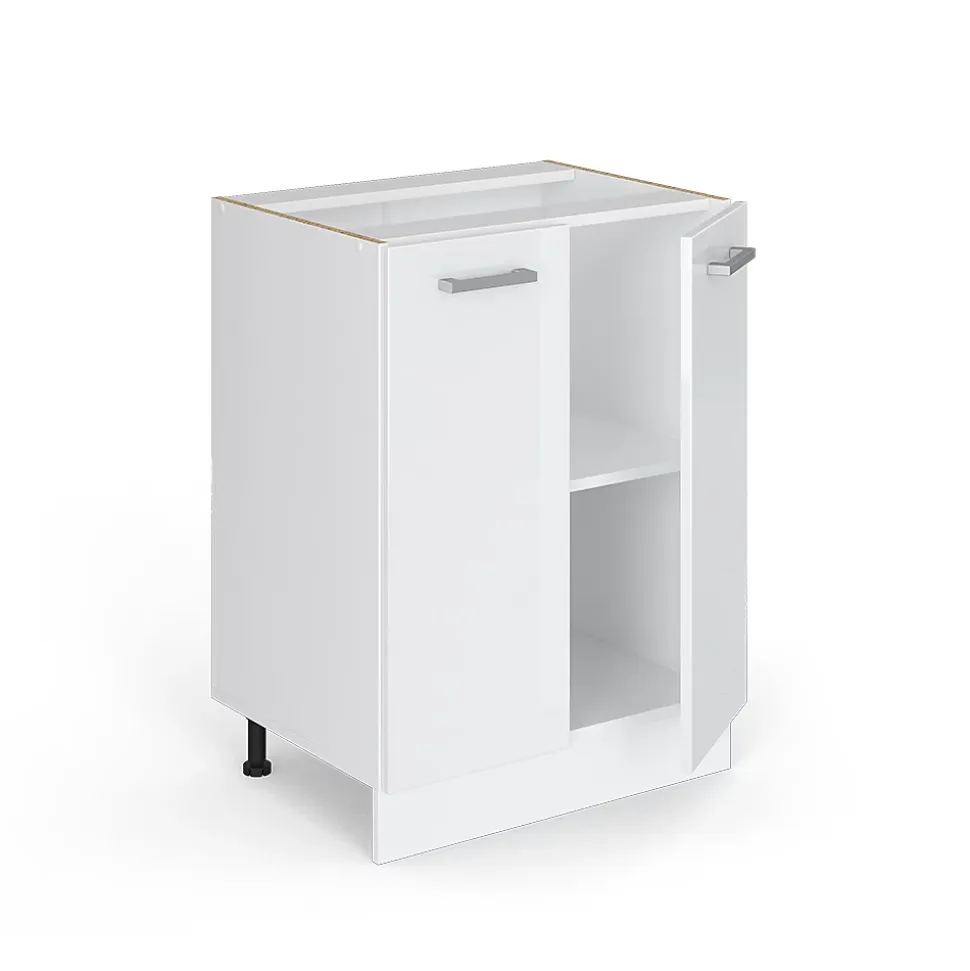 Vicco Meuble bas universel Blanc Haute brillance 60cm avec portes, sans PT