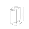 Vicco Meuble bas universel Blanc Haute brillance 30cm avec porte, sans PT