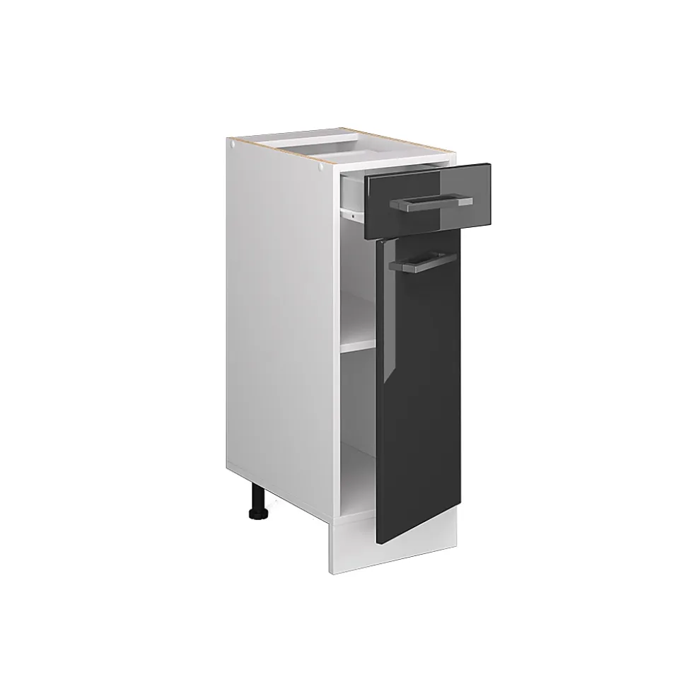 Vicco Meuble bas universel Anthracite Haute brillance 30cm avec tiroir, sans PT