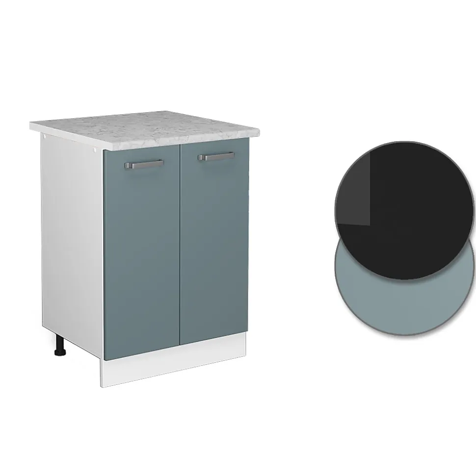 Vicco Meuble bas universel Bleu-gris 60cm avec portes, avec PT
