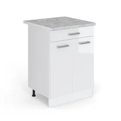Vicco Meuble bas universel Blanc Haute brillance 60cm avec tiroirs