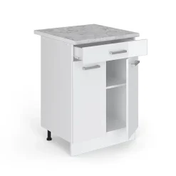 Vicco Meuble bas universel Blanc Haute brillance 60cm avec tiroirs