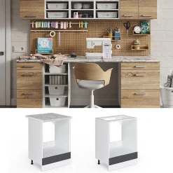 Vicco Meuble bas universel Anthracite Haute brillance 60cm avec grande niche, avec PT