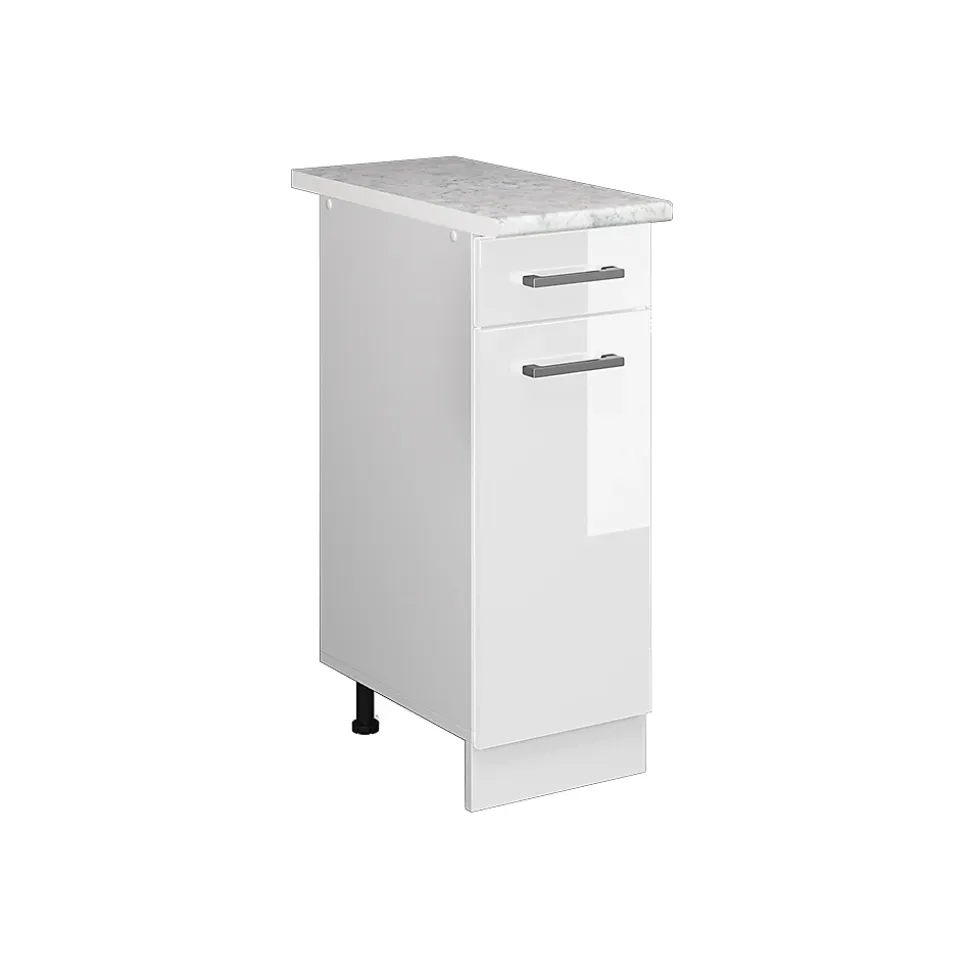 Vicco Meuble bas universel Blanc Haute brillance 30cm avec tiroir, avec PT