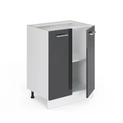 Vicco Meuble bas universel Anthracite Haute brillance 60cm avec portes, sans PT
