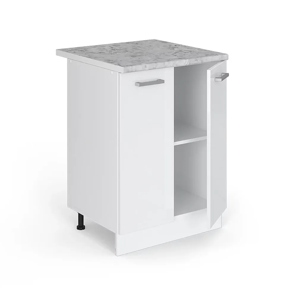 Vicco Meuble bas universel Blanc Haute brillance 60cm avec portes, avec PT