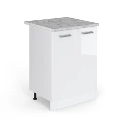 Vicco Meuble bas universel Blanc Haute brillance 60cm avec portes, avec PT