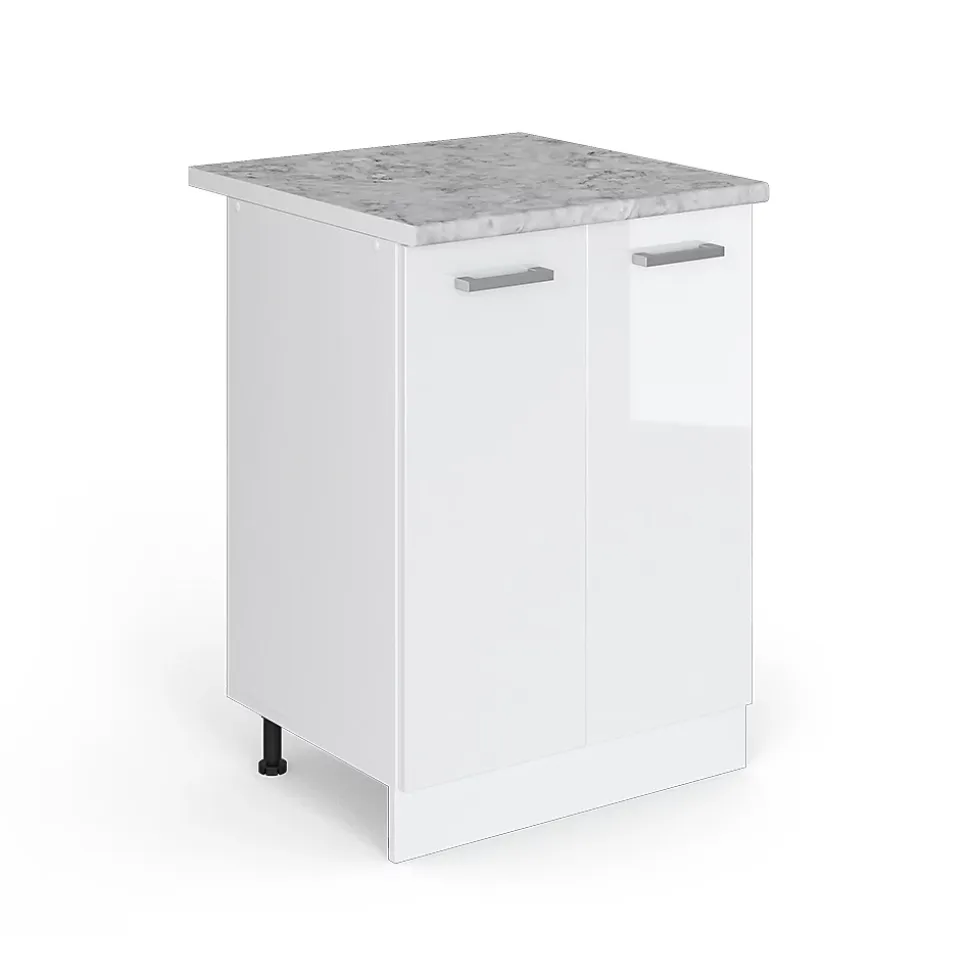 Vicco Meuble bas universel Blanc Haute brillance 60cm avec portes, avec PT