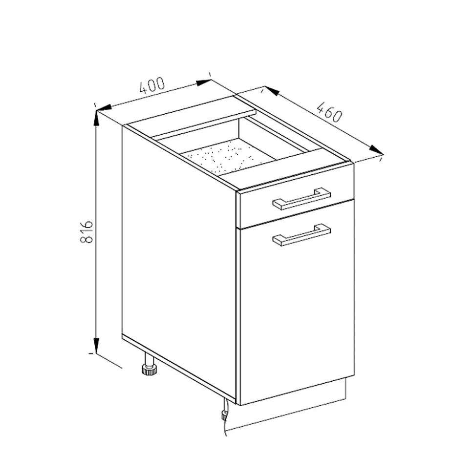 Vicco Meuble bas universel Béton 40cm avec tiroir, avec PT