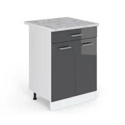 Vicco Meuble bas universel Anthracite Haute brillance 60cm avec tiroirs