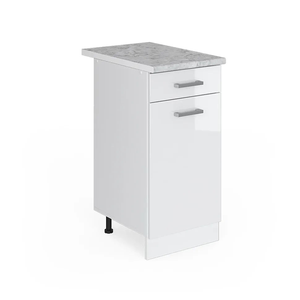 Vicco Meuble bas universel Blanc Haute brillance 40cm avec tiroir, avec PT