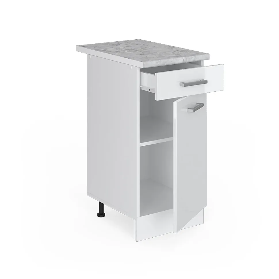 Vicco Meuble bas universel Blanc Haute brillance 40cm avec tiroir, avec PT