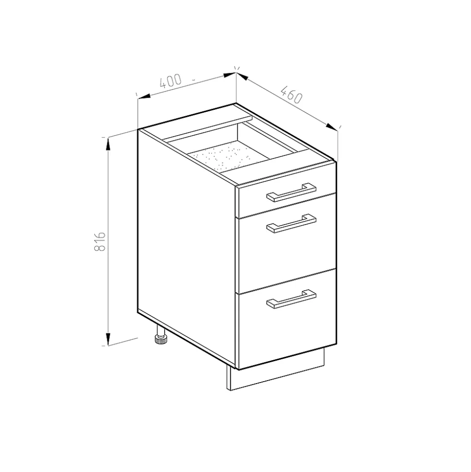 Vicco Meuble bas universel Anthracite Haute brillance 40cm avec tiroirs