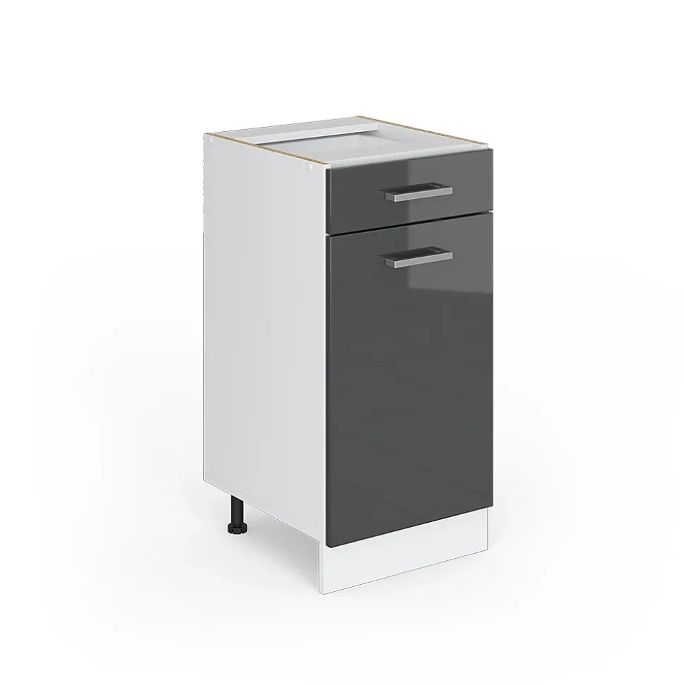 Vicco Meuble bas universel Anthracite Haute brillance 40cm avec tiroir, sans PT
