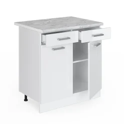 Vicco Meuble bas universel Blanc Haute brillance 80cm avec tiroirs et portes, avec PT