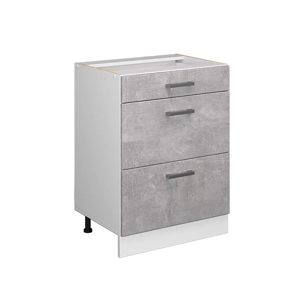 Vicco Meuble bas universel Béton 60cm avec tiroirs, sans PT