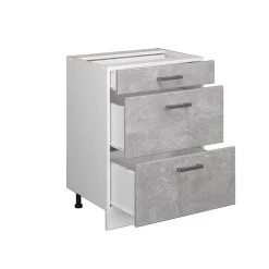 Vicco Meuble bas universel Béton 60cm avec tiroirs, sans PT