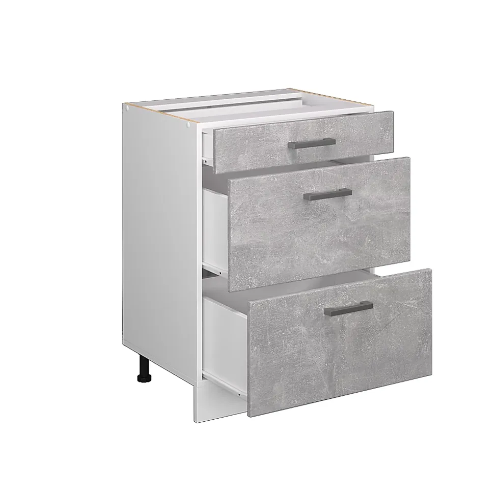 Vicco Meuble bas universel Béton 60cm avec tiroirs, sans PT