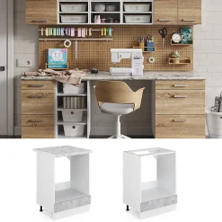 Vicco Meuble bas universel Béton 60cm avec grande niche, sans PT